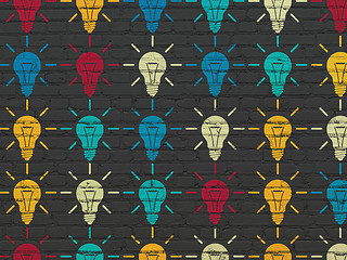 Image showing Business concept: Light Bulb icons on wall background