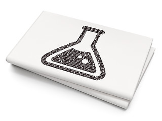 Image showing Science concept: Flask on Blank Newspaper background