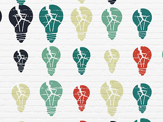 Image showing Business concept: Light Bulb icons on wall background