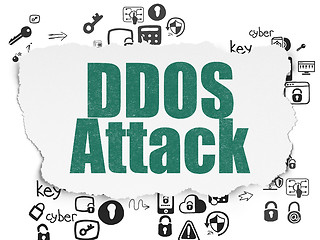 Image showing Protection concept: DDOS Attack on Torn Paper background