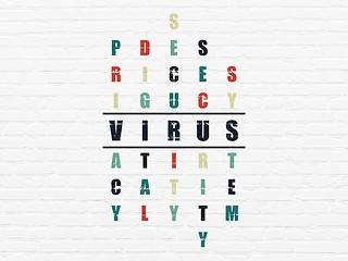 Image showing Protection concept: word Virus in solving Crossword Puzzle