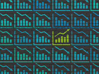 Image showing Finance concept: growth graph icon on wall background