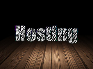 Image showing Web design concept: Hosting in grunge dark room