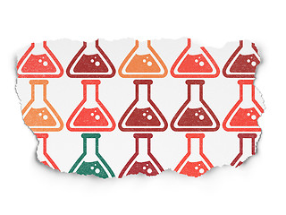 Image showing Science concept: Flask icons on Torn Paper background