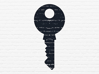 Image showing Protection concept: Key on wall background