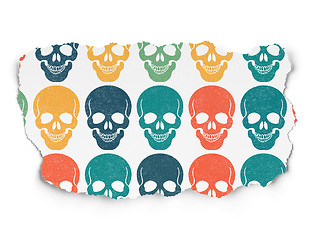 Image showing Medicine concept: Scull icons on Torn Paper background