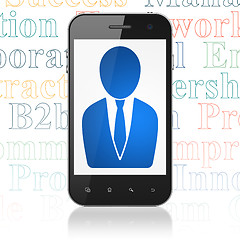 Image showing Finance concept: Smartphone with Business Man on display