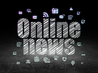 Image showing News concept: Online News in grunge dark room