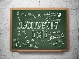 Image showing Manufacuring concept: Conveyor Belt on School Board background