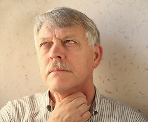 Image showing senior man with throat pain