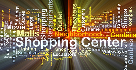 Image showing Shopping center background concept glowing