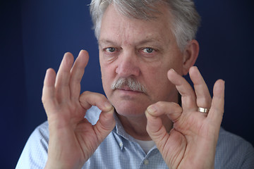 Image showing American businessman with double okay gestures 