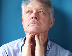 Image showing man feeling painful lymph glands