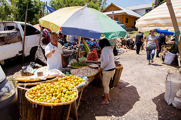 Image showing Traditional Marketplace with local fruit in Tomohon City