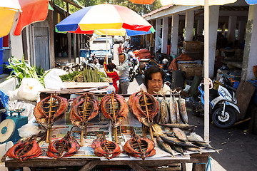 Image showing Traditional Marketplace with dried fish in Tomohon City
