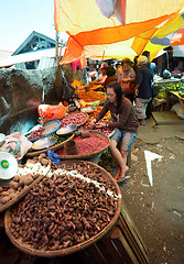 Image showing Traditional Marketplace with local vegetable in Tomohon City