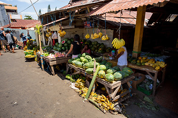 Image showing Traditional Marketplace with local fruit in Tomohon City