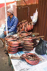Image showing Traditional Marketplace with dried fish in Tomohon City