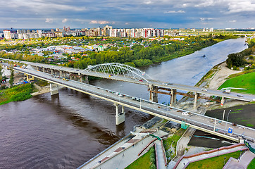 Image showing Old bridge and construction new one. Tyumen.Russia