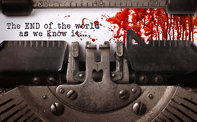 Image showing Bloody note - Vintage inscription made by old typewriter