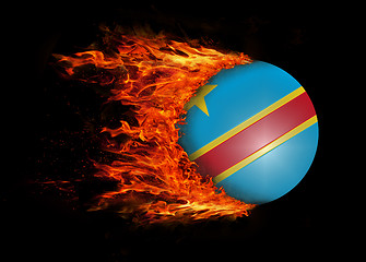 Image showing Flag with a trail of fire - Congo