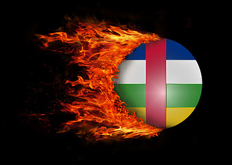 Image showing Flag with a trail of fire - Central African Republic