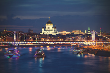 Image showing Night Moscow landscape with river