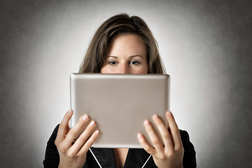 Image showing Business woman tablet computer