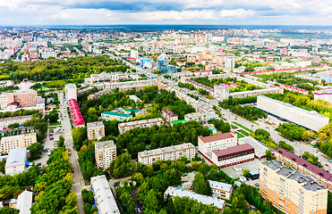 Image showing Bird eye view on city quarters. Tyumen. Russia