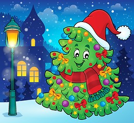 Image showing Tree with Christmas hat theme 3