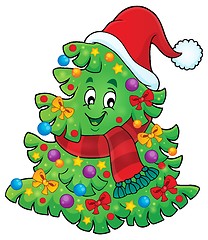 Image showing Tree with Christmas hat theme 2