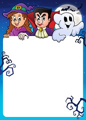 Image showing Frame with Halloween characters topic 1