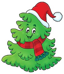 Image showing Tree with Christmas hat theme 1