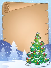 Image showing Parchment with Christmas tree topic 4