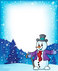 Image showing Frame with snowman topic 1