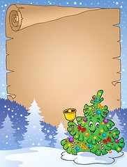 Image showing Parchment with Christmas tree topic 2