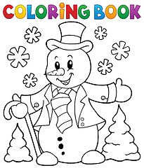 Image showing Coloring book snowman topic 1