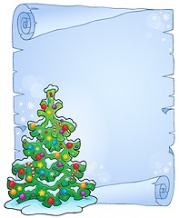 Image showing Parchment with Christmas tree topic 5