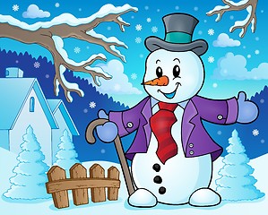 Image showing Winter snowman topic image 3