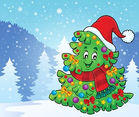 Image showing Tree with Christmas hat theme 4