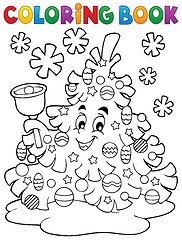 Image showing Coloring book Christmas tree topic 2