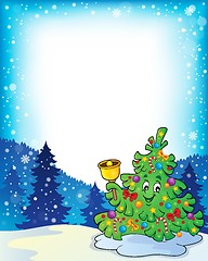 Image showing Frame with Christmas tree topic 3