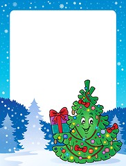 Image showing Frame with Christmas tree topic 1