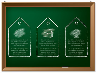 Image showing Hand drawn discount labels on chalkboard