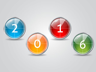 Image showing Glowing 2016 countdown icons with shadow