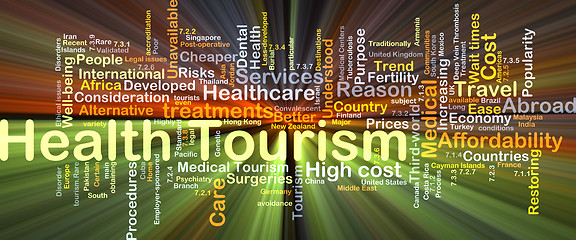 Image showing Health tourism background concept glowing