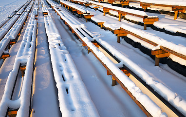 Image showing benches under snow  