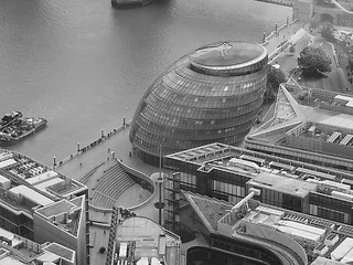 Image showing Black and white Aerial view of London