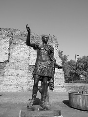 Image showing Black and white Trajan statue in London