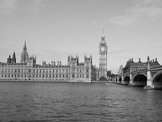 Image showing Black and white Houses of Parliament in London